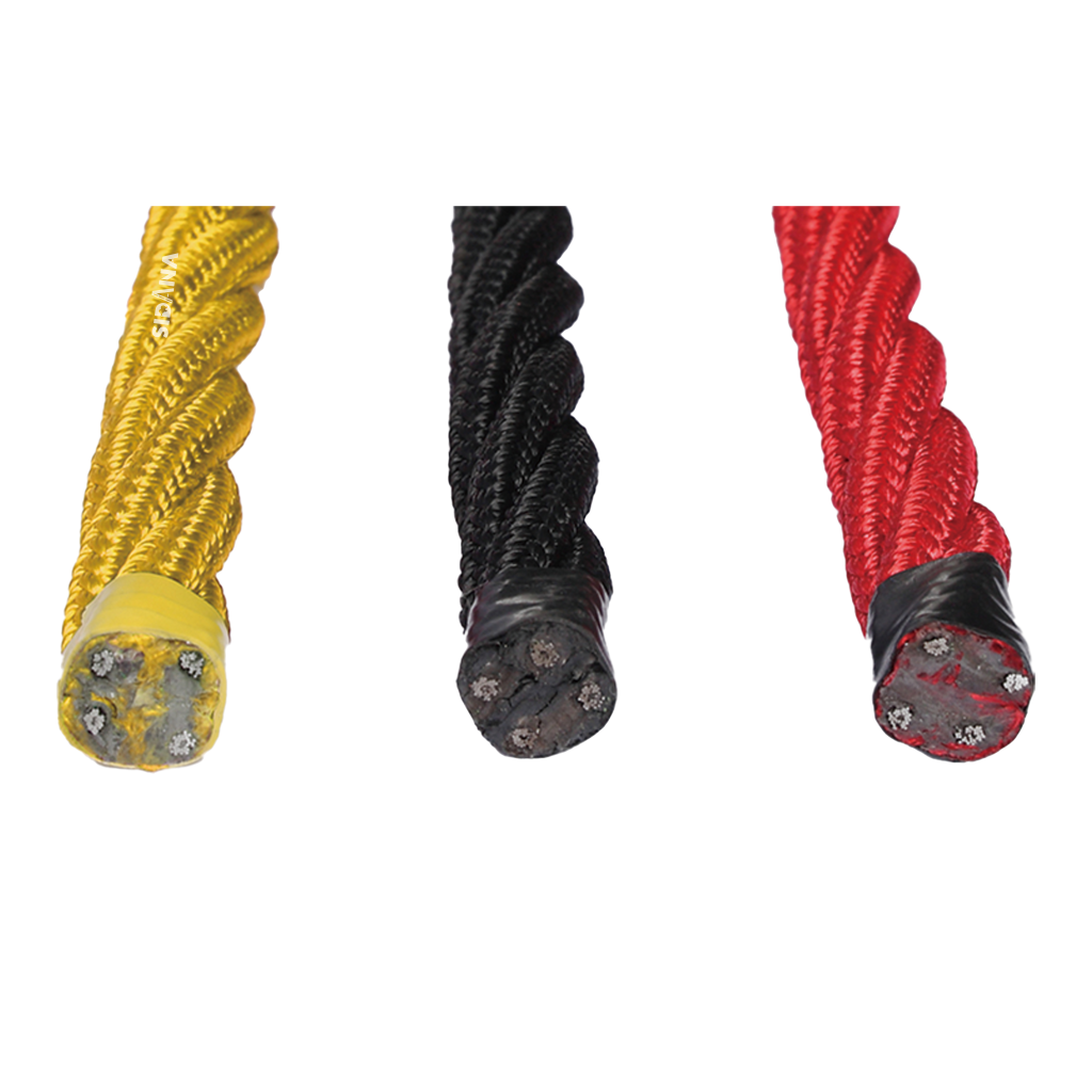 16mm UV Resistant 4 Strand Polyester Combination Rope with 1.3mm Steel Core